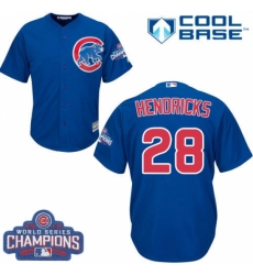 Youth Majestic Chicago Cubs #28 Kyle Hendricks Authentic Royal Blue Alternate 2016 World Series Champions Cool Base MLB Jersey