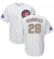 Youth Majestic Chicago Cubs #28 Kyle Hendricks Authentic White 2017 Gold Program Cool Base MLB Jersey