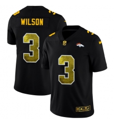 Men's Denver Broncos #3 Russell Wilson Black Nike Golden Sequin Vapor Limited NFL Jersey