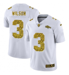 Men's Denver Broncos #3 Russell Wilson Nike Flocked Leopard Print Vapor Limited NFL Jersey White