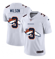 Men's Denver Broncos #3 Russell Wilson White Nike Team Logo Dual Overlap Limited NFL Jersey