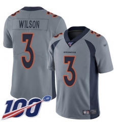 Men's Nike Denver Broncos #3 Russell Wilson Gray Stitched NFL Limited Inverted Legend 100th Season Jersey