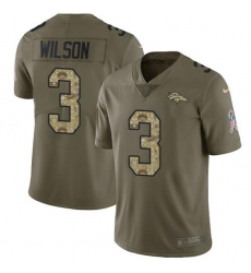 Men's Nike Denver Broncos #3 Russell Wilson Olive Camo Stitched NFL Limited 2017 Salute To Service Jersey