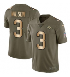 Men's Nike Denver Broncos #3 Russell Wilson Olive Gold Stitched NFL Limited 2017 Salute To Service Jersey