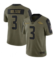 Men's Nike Denver Broncos #3 Russell Wilson Olive Nike 2021 Salute To Service Limited Player Jersey