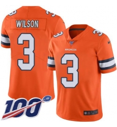 Men's Nike Denver Broncos #3 Russell Wilson Orange Stitched NFL Limited Rush 100th Season Jersey