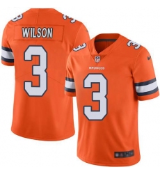 Men's Nike Denver Broncos #3 Russell Wilson Orange Stitched NFL Limited Rush Jersey