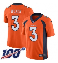 Men's Nike Denver Broncos #3 Russell Wilson Orange Team Color Stitched NFL 100th Season Vapor Untouchable Limited Jersey