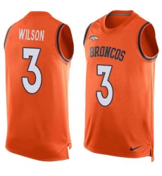 Men's Nike Denver Broncos #3 Russell Wilson Orange Team Color Stitched NFL Limited Tank Top Jersey