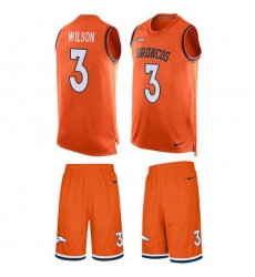 Men's Nike Denver Broncos #3 Russell Wilson Orange Team Color Stitched NFL Limited Tank Top Suit Jersey