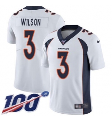 Men's Nike Denver Broncos #3 Russell Wilson White Stitched NFL 100th Season Vapor Untouchable Limited Jersey