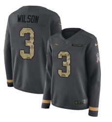 Women's Nike Denver Broncos #3 Russell Wilson Anthracite Salute To Service Stitched NFL Limited Therma Long Sleeve Jersey