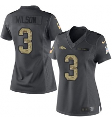 Women's Nike Denver Broncos #3 Russell Wilson Black Stitched NFL Limited 2016 Salute To Service Jersey