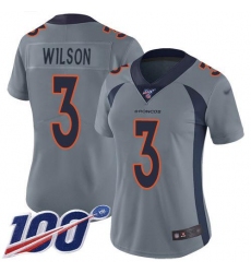 Women's Nike Denver Broncos #3 Russell Wilson Gray Stitched NFL Limited Inverted Legend 100th Season Jersey