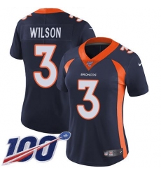 Women's Nike Denver Broncos #3 Russell Wilson Navy Blue Alternate Stitched NFL 100th Season Vapor Limited Jersey