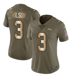 Women's Nike Denver Broncos #3 Russell Wilson Olive Gold Stitched NFL Limited 2017 Salute To Service Jersey