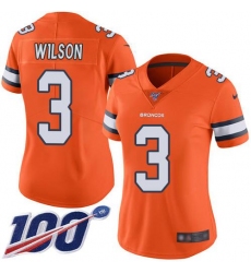 Women's Nike Denver Broncos #3 Russell Wilson Orange Stitched NFL Limited Rush 100th Season Jersey