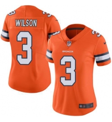 Women's Nike Denver Broncos #3 Russell Wilson Orange Stitched NFL Limited Rush Jersey