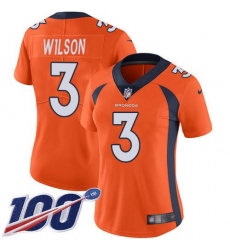 Women's Nike Denver Broncos #3 Russell Wilson Orange Team Color Stitched NFL 100th Season Vapor Untouchable Limited Jersey