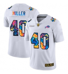 Men's Buffalo Bills #40 Von Miller White Nike Multi-Color 2020 NFL Crucial Catch Limited NFL Jersey