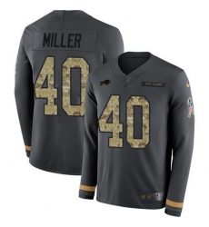 Men's Nike Buffalo Bills #40 Von Miller Anthracite Salute To Service Stitched NFL Limited Therma Long Sleeve Jersey