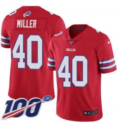 Men's Nike Buffalo Bills #40 Von Miller Red Stitched NFL Limited Rush 100th Season Jersey