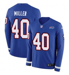 Men's Nike Buffalo Bills #40 Von Miller Royal Blue Team Color Stitched NFL Limited Therma Long Sleeve Jersey