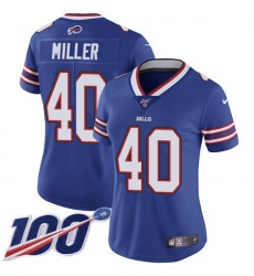 Women's Nike Buffalo Bills #40 Von Miller Royal Blue Team Color Stitched NFL 100th Season Vapor Untouchable Limited Jersey