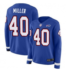 Women's Nike Buffalo Bills #40 Von Miller Royal Blue Team Color Stitched NFL Limited Therma Long Sleeve Jersey