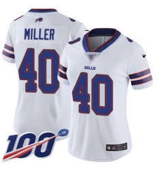 Women's Nike Buffalo Bills #40 Von Miller White Stitched NFL 100th Season Vapor Untouchable Limited Jersey