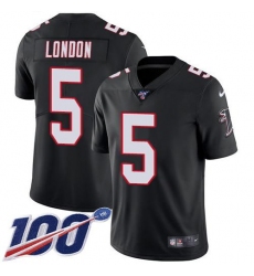 Men's Nike Atlanta Falcons #5 Drake London Black Alternate Stitched NFL 100th Season Vapor Untouchable Limited Jersey