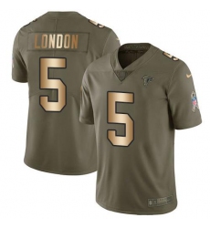 Men's Nike Atlanta Falcons #5 Drake London OliveGold Stitched NFL Limited 2017 Salute To Service Jersey