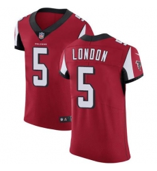 Men's Nike Atlanta Falcons #5 Drake London Red Team Color Stitched NFL Vapor Untouchable Elite Jersey