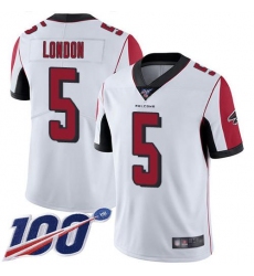 Men's Nike Atlanta Falcons #5 Drake London White Stitched NFL 100th Season Vapor Untouchable Limited Jersey