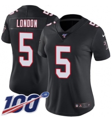 Women's Nike Atlanta Falcons #5 Drake London Black Alternate Stitched NFL 100th Season Vapor Untouchable Limited Jersey