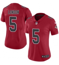 Women's Nike Atlanta Falcons #5 Drake London Red Stitched NFL Limited Rush Jersey