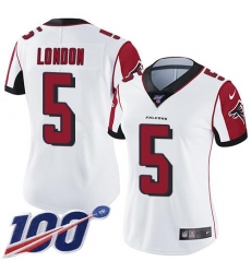 Women's Nike Atlanta Falcons #5 Drake London White Stitched NFL 100th Season Vapor Untouchable Limited Jersey