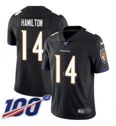 Men's Nike Baltimore Ravens #14 Kyle Hamilton Black Alternate Stitched NFL 100th Season Vapor Untouchable Limited Jersey