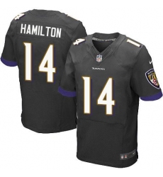 Men's Nike Baltimore Ravens #14 Kyle Hamilton Black Alternate Stitched NFL New Elite Jersey