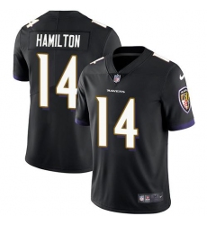 Men's Nike Baltimore Ravens #14 Kyle Hamilton Black Alternate Stitched NFL Vapor Untouchable Limited Jersey