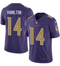 Men's Nike Baltimore Ravens #14 Kyle Hamilton Purple Stitched NFL Limited Rush Jersey