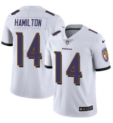 Men's Nike Baltimore Ravens #14 Kyle Hamilton White Stitched NFL Vapor Untouchable Limited Jersey