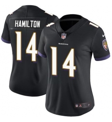 Women's Nike Baltimore Ravens #14 Kyle Hamilton Black Alternate Stitched NFL Vapor Untouchable Limited Jersey