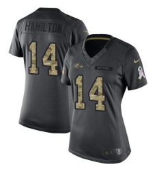 Women's Nike Baltimore Ravens #14 Kyle Hamilton Black Stitched NFL Limited 2016 Salute To Service Jersey