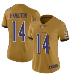 Women's Nike Baltimore Ravens #14 Kyle Hamilton Gold Stitched NFL Limited Inverted Legend Jersey