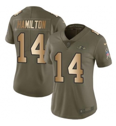 Women's Nike Baltimore Ravens #14 Kyle Hamilton OliveGold Stitched NFL Limited 2017 Salute To Service Jersey