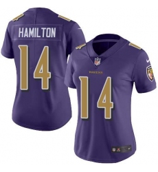 Women's Nike Baltimore Ravens #14 Kyle Hamilton Purple Stitched NFL Limited Rush Jersey