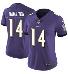 Women's Nike Baltimore Ravens #14 Kyle Hamilton Purple Team Color Stitched NFL Vapor Untouchable Limited Jersey