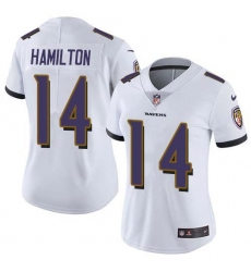 Women's Nike Baltimore Ravens #14 Kyle Hamilton White Stitched NFL Vapor Untouchable Limited Jersey