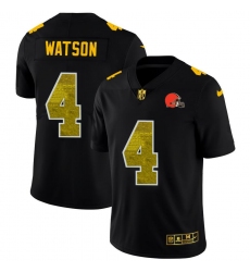 Men's Cleveland Browns #4 Deshaun Watson Black Nike Golden Sequin Vapor Limited NFL Jersey